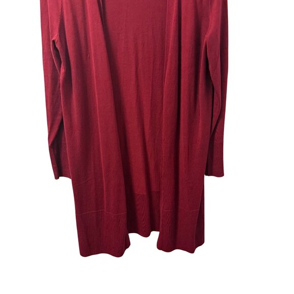 Talbots Long Open Front Burgundy Cardigan Sweater Sz Medium Soft long sweater - Picture 6 of 12